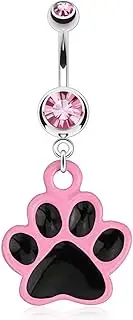 [Pain-is-Art] Paw Navel Piercing Pink/Black 316L Surgical Steel