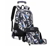 6-Wheeled Rolling School Backpack with Crossbody Bag and Pen Bag