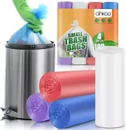 100 Pc 4 Gallon Trash Bags Kitchen Small Garbage Rubbish Bags 5 Roll 4 Color Mix