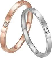 [IFUAQZ] Women's Stainless Steel 2MM Thin Stackable Midi Eternity Ring Cubic Zirconia Engagement Wedding Bands