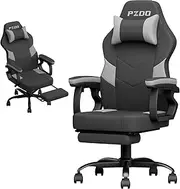 PZDO Office Chair, Computer Chair for Adults, Ergonomic Office Chair with Footrest, Desk Chair with PU Leather & Lumbar Support, Gaming Style Pc Chair for Teens, Kids, 300LBS, Black-Grey
