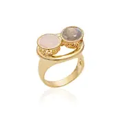 Moonstone and Labradorite ring For men and women 14k gold plated 925 silver