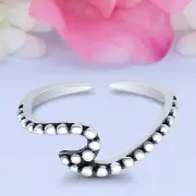 5.5mm Wave Band 925 Sterling Silver Toe Ring Thin Adjustable Toe Ring