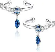 ZELORES 925 Sterling Silver Cuff Earrings for Women Adjustable Non-Piercing Cartilage Wrap Clip On Earrings Cubic Zirconia Dangle Ear Cuff Earring Set