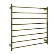 AGUZZO Ezy Fit Dual Wired Round Tube Heated Towel Rail 90 x 92cm - Brushed Brass
