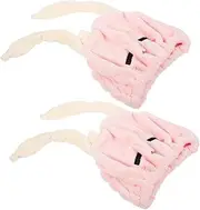Ipetboom 2PCS Hair Drying Cap Cute Super Absorbent Hair Turban for Quick Drying Shower Cap Soft and Comfortable for Daily Use and Travel