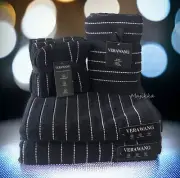 Vera Wang 2 Bath Towels 2 Hand Towels 4 Washcloths 8 PC Set Stripe Black White