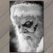 FLATCARD Disturbing Santa Claus Face Spooky Black White Dark Christmas Xmas