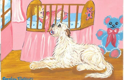 Irish Wolfhound print 8 x 10 , " Future Friends " Signed by artist