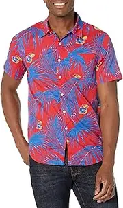 FOCO Kansas Jayhawks NCAA Mens Hawaiian Button Up Shirt - M