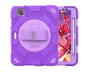 3 IN 1 Shockproof Case for iPad Air 4th/5th Generation 10.9 Inch, with Carrying Strap - Purple