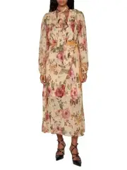 BNWT ZIMMERMANN LATTE FLORAL PRINT LUMINOSITY BILLOW DRESS - SIZE 1/10 AU/6 US
