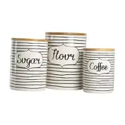 Coffee, Sugar, Flour Kitchen Canister, 3 Piece Set Everyday Black/White