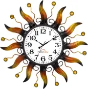 HOBYLUBY 13'' Sun Outdoor Clock Silent Non-Ticking, Outdoor Wall Clock Decor ...