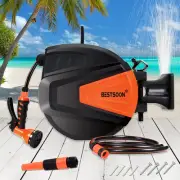 BESTSOON 20M Retractable Garden Hose Reel, Wall Mounted Hose Reel, with 9- Fu...