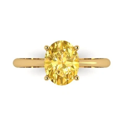 2.0Ct Oval Cut Natural Citrine Solid 14K/18K Gold Solitaire Engagement Ring