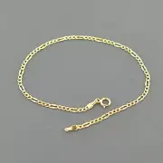 10K YELLOW GOLD 2.1mm FANCY FIGARO LINK 9" ANKLET FREE SHIPPING GIFT BOX