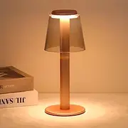 Cordless Metal Table Lamp Touch Sensor Control LED Table Lamp Desk Light,3 Color Stepless Dimmable Battery Powered Lamp,Night Light for Kids Nursery, Bedroom,