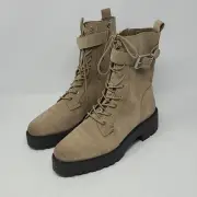 Sam Edelman Junip Combat Boots Lace Up Safari Tan Suede Leather Size 8