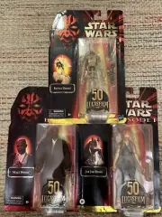 Star Wars Hasbro black series Mace Windu, Battle Droid, JarJar 50th anniversary