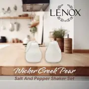 NIB LENOX Wicker Creek Pear Porcelain Salt And Pepper Shaker Set WHITE NWT