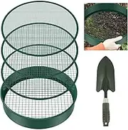 Abizarch Soil Sifter 11.8inch Metal Garden Sieve with 4 Interchangeable Filter Mesh Sizes 3/6/9/12mm Multifunctional Sifter Portable Reusable Soil Sieve Gardening Tools with Shovel for Sand Rocks
