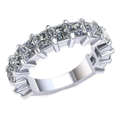 Genuine 3.40Ct Princess Diamond Ladies Prong Eternity With Sizing Bar 14k Gold