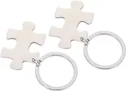 [SOESFOUFU] 2pcs Piece Couple Keychain Puzzle Personalized Keychains for Men Keychain Blanks Aniversity for Men Custom Keychain Matching Keychains Pendant Man Stainless Steel Pearlescent