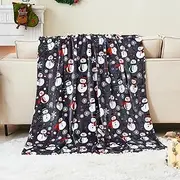 Yurhap Christmas Snowman Throw Blanket Ultra Soft Comfort Fleece Blanket for Couch and Bed Snowman Holiday Theme Throw Warm Winter Christmas Decoration, 50 x 60 inches, Snowman Grey