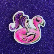 5pc. Flamingo Pool Float, Resin Planar Flatback, Cabochon, Bow Center