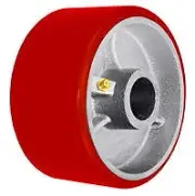 8" x 3" Red Polyurethane on Silver Cast Iron Core - 2,500 lbs Capacity