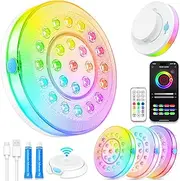 Pool Light, Rechargeable Smart Magnetic Underwater Floating Lights with Remote Control & APP, 4000mAh 300+ Dimmable IP68 Waterproof Light for Above/In Ground Swimming Pools, Ponds, Bathtubs, Party
