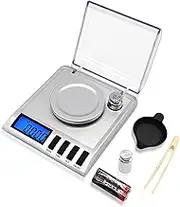 Milligram Scales 50 g/001 g, Compact Zak Bowl with 20 g Calibrate Weight, Sieraden en Gem Scarf, Mg Schaal for Poeder Geneeskunde, Herladen, Inclusief Schep, Poeder Pan en Pincet
