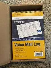 Tops 44169 Voice Message Log Book (6 Books) 6"x9" white - 50 sheets