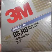 3M High Density 3 1/2" Floppy Disks/Diskettes 10pk Formatted IBM SEALED Bonus Pk