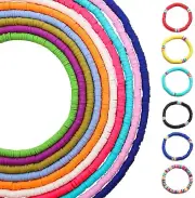 3500 Pcs Flat round Polymer Clay Spacer Beads 10 Colors Jewelry Making Bracelet