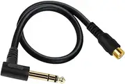 6.35mm 1/4 Inch Stereo TRS Angle Male Plug to RCA Female Cable,RCA to 6.35mm (1/4 inch) Audio Cable, Right Angle Connector 30cm Length, Gold-Plated