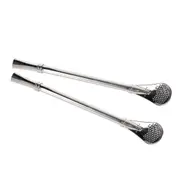 Yerba Mate Straws, Reusable Stainless Steel Drinking Straw, Silver, Metal Long Spoon Tea Filter Bombilla Food Grade Portable Dishwasher Washable