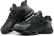 [QINGRUIPAI] Work Shoes, Men's Sporty Safety Shoes, Lightweight, Trends, Rotary knob, Anti-Smash and Anti-Puncture, Black, 11 AU