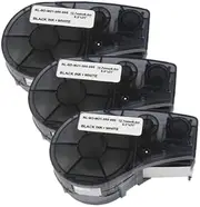 ExtraPrint 3 x Compatible Label Printer Tape for Brady M21-500-595-WT (B-595) Vinyl Tape Black on White for Brady M210, M210-LAB, M211, BMP21 LAB, BMP21-PLUS, 6.4 m Length, 12.7 mm Width