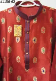 Men's 458 1162 Red White Blue Multicolor Buti Kurta Pajama Sets Assorted Size