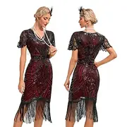 Retro Vintage Roaring 20s 1920s Flapper Dress Dress Masquerade The Great Gatsby Wedding Guest Sequins Tassel Fringe Women's Masquerade Wedding Wedding Guest Pa