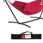 Stylish Cherry Double Hammock with Portable Steel Stand - Gravity-Free Comfort