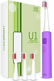 FDAKANGJU Ultrasonic Sonic Electric Toothbrush USB Rechargeable Tooth Brushes with 4 Pcs Replacement Heads Timer Brush Waterproof (Color : Purple with Box)
