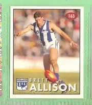 1996 AFL SELECT STICKER, #163 BRETT ALLISON, NORTH MELBOURNE KANGAROOS