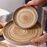 在飛比找ETMall東森購物網優惠-日式陶瓷碗盤碟創意復古粗陶飯碗菜盤手工盤餐廳擺盤牛排盤西餐盤