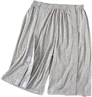 Men's Tear Away Pants Snap on Post Surgery Pants Modal Fiber Fabric Suitable for Fracture Patients and the Elderly Chemotherapy Clothing (Grey Short M)