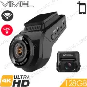 Vimel Professional Dual Dash Camera 128GB 4K GPS WIFI Wireless Car Dashcam