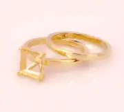 Platinum Solitaire Milgrain Engagement Ring & Matching Wedding Band Set