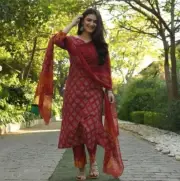 Premium Rayon Printed Kurti With Pant And Dupatta Set, Salwar Kameez Suit Dress
